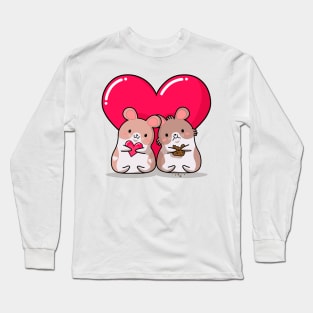 kawaii style, lovers mice, Valentine's day, cute kawaii mice. Long Sleeve T-Shirt